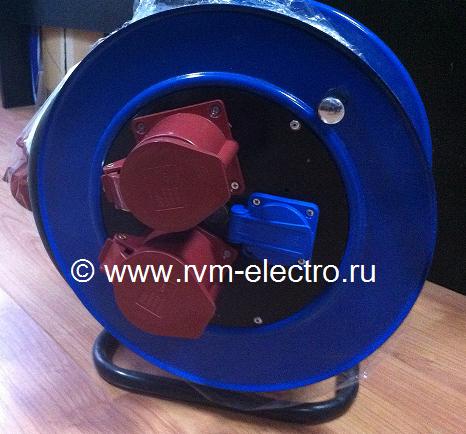 Кабельный соединитель РВМ Электромаркет 2+1 розетки на катушке www.rvm-electro.ru